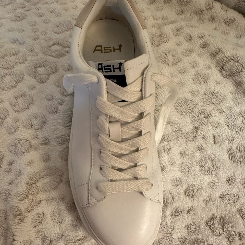Ash White Platform Sneakers with Black Accents - Picture 8 of 8